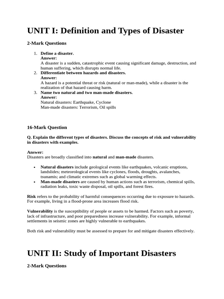 Disaster Management Notes Final 03.010.25 | PDF | Natural Disasters ...