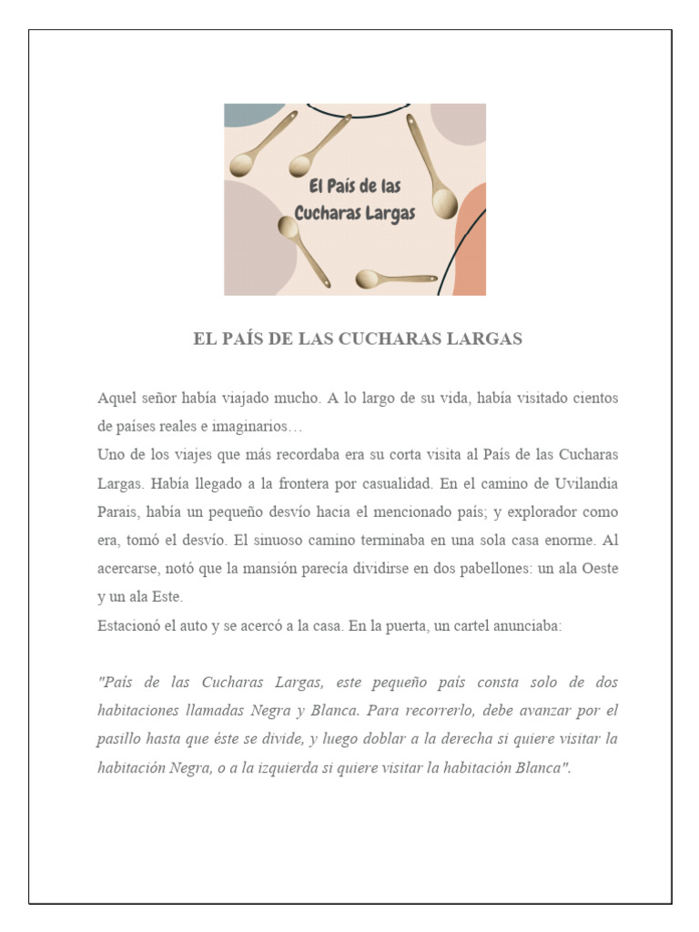 Cuento - El Pais de Las Cucharas Largas | PDF