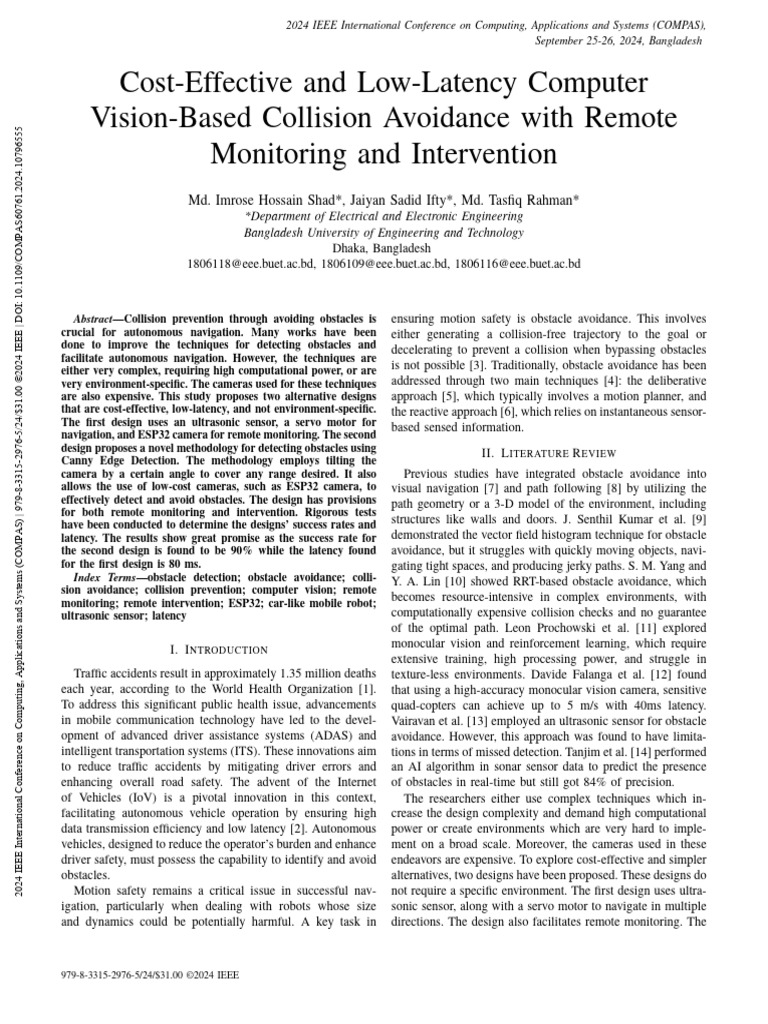 Cost-Effective and Low-Latency Computer Vision-Based Collision ...