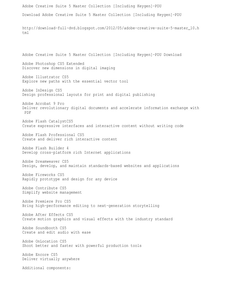 31  Adobe creative suite 5 design standard keygen for Your Project