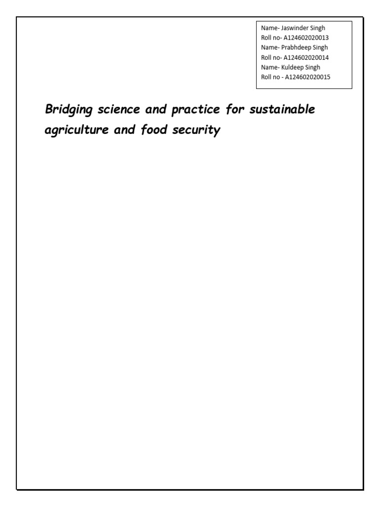 Bridging Science and Practice in Agriculture | PDF | Food Security ...