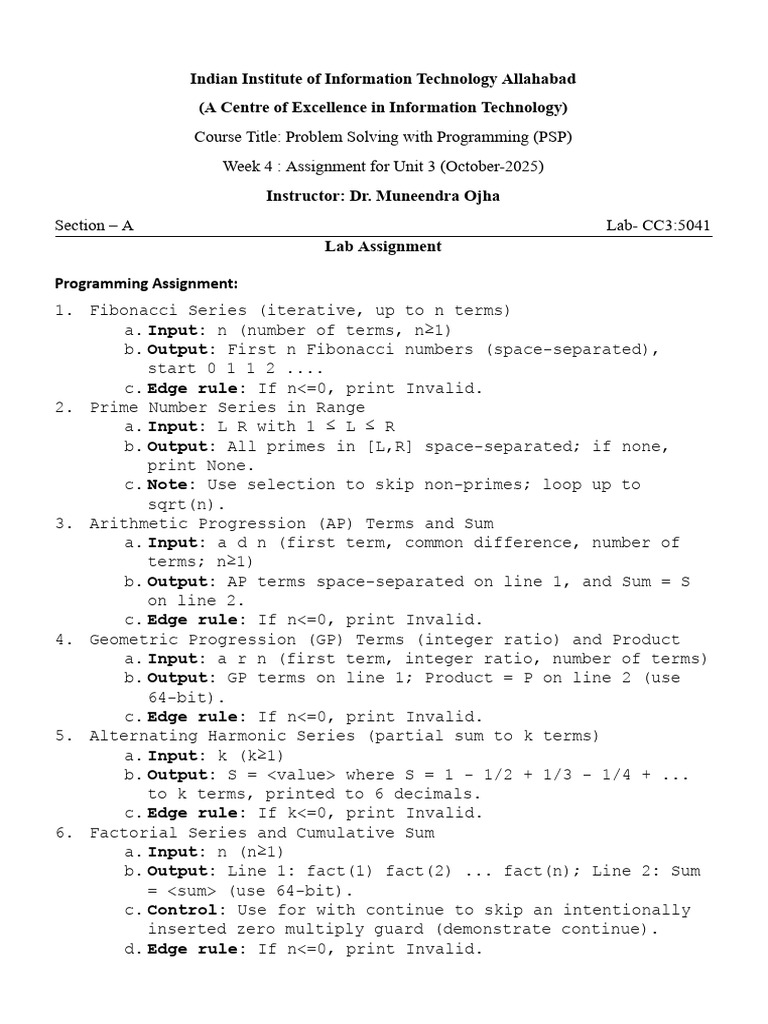 PSP Week 4 Lab Assignment Guide | PDF | Arithmetic | Algorithms