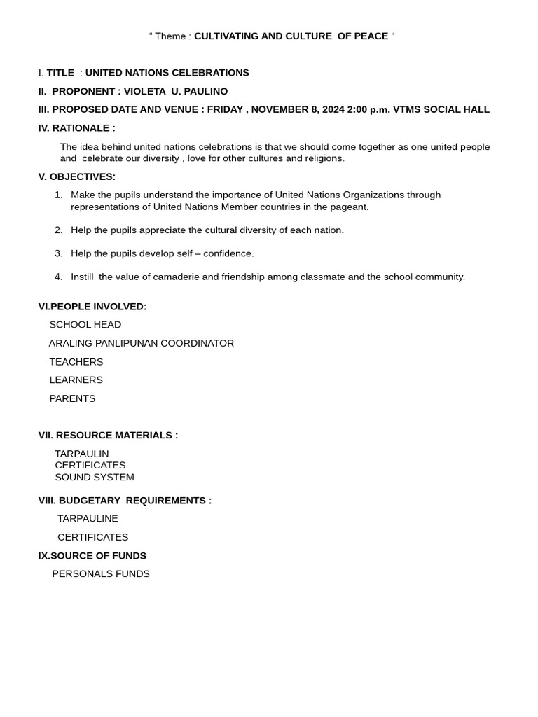 United Nations Celebration Event Plan | PDF