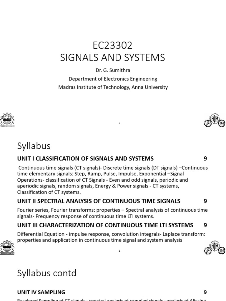 Signals and Systems Syllabus Overview | PDF | Sampling (Signal ...
