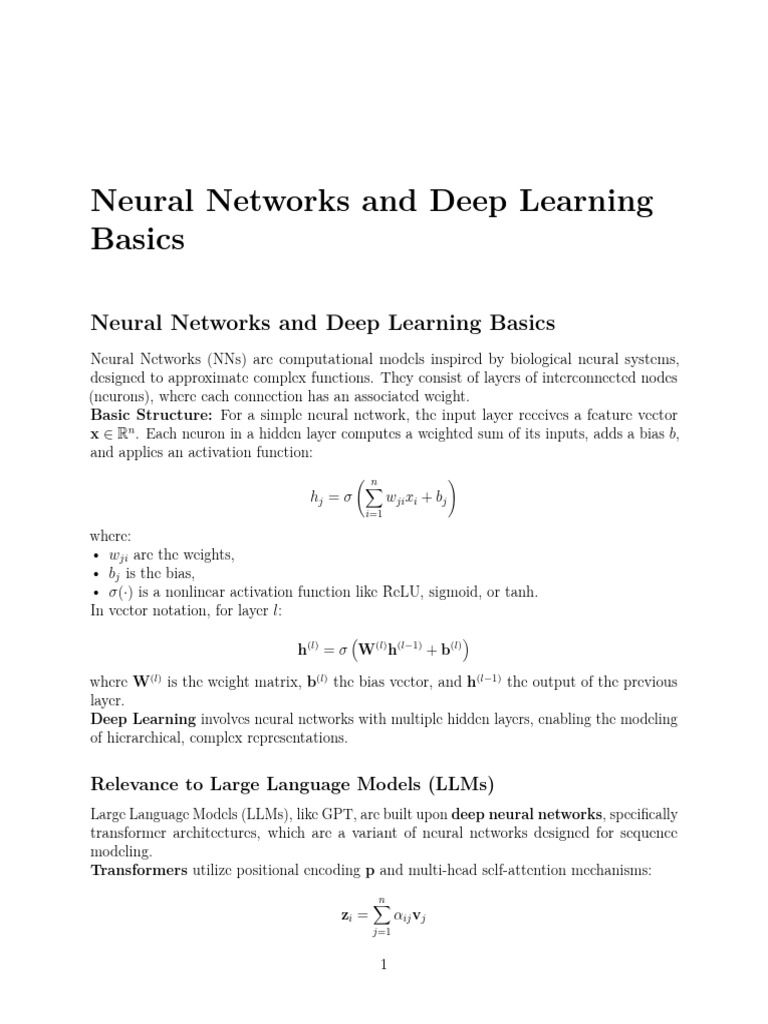 Neural Networks in Deep Learning Basics | PDF | Deep Learning ...