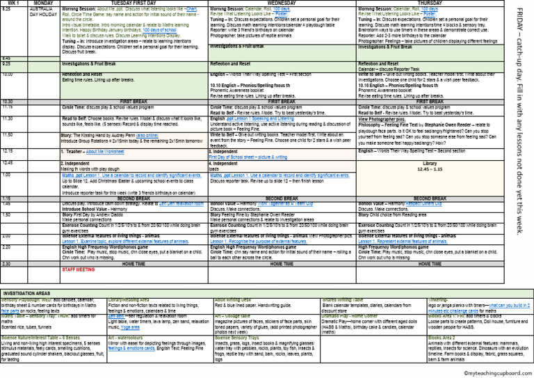 Weekly Lesson Plan for Early Education | PDF | Phonics