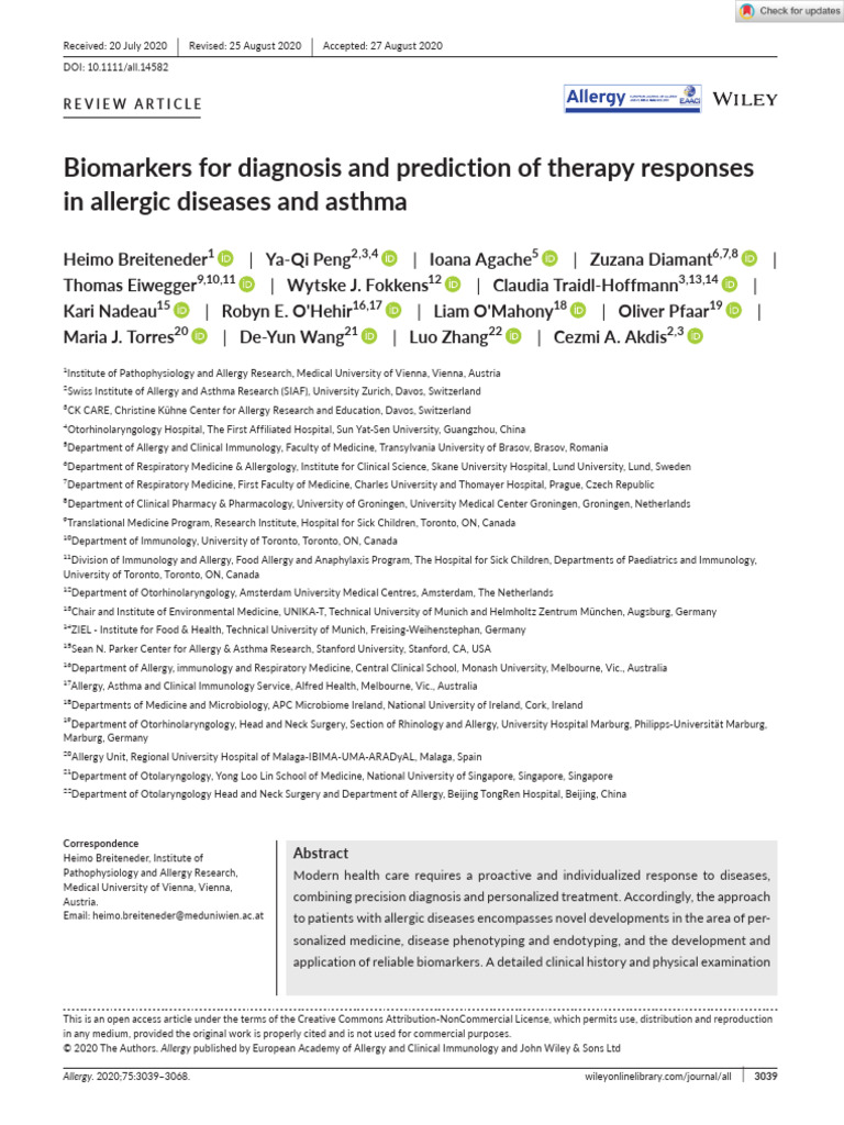 Biomarkers in Allergy and Asthma Care | PDF | Allergy | Asthma