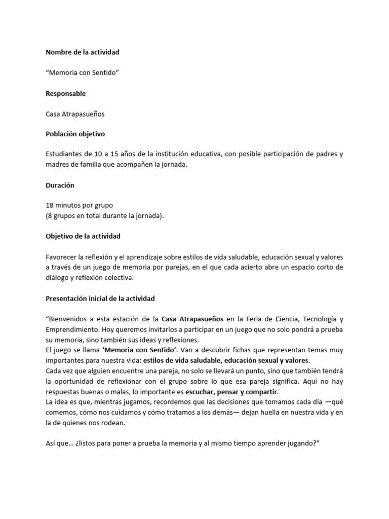 Juego de Memoria sobre Salud y Valores | PDF | Memoria