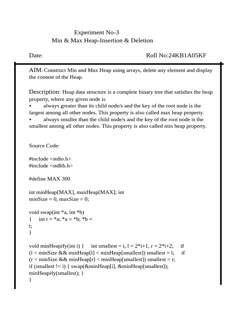 Min and Max Heap Operations Guide | PDF | Computer Programming ...