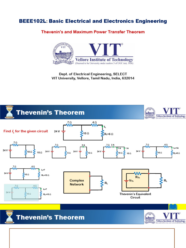 Thevenin's and Power Transfer Theorems | PDF | Electricity | Electronic ...