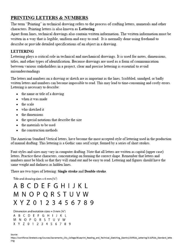 Lettering and Numbering in Technical Drawings | PDF | Technical Drawing ...