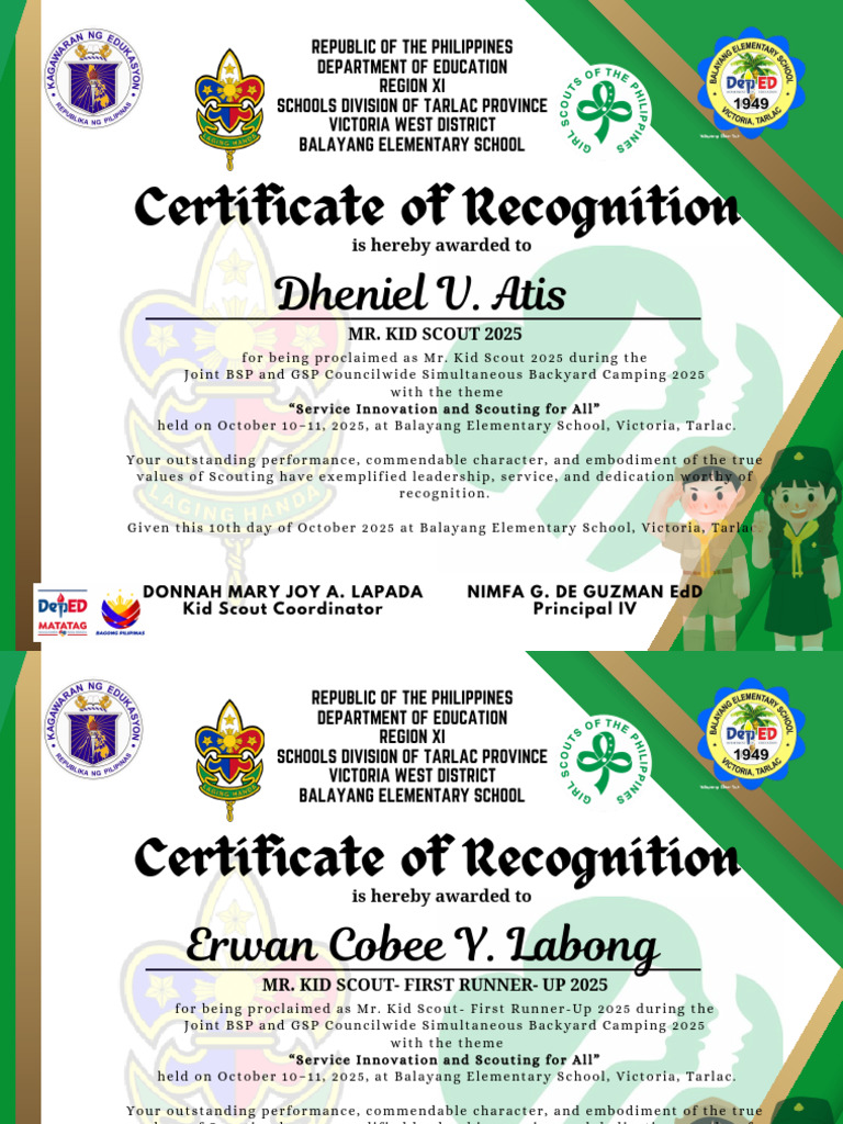 BSP Certificates (11 X 8.5 In) | PDF | Outdoor Recreation | Outdoor ...