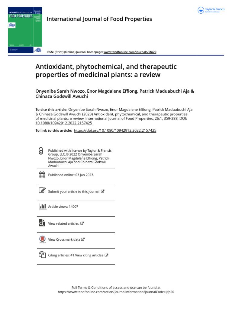 Medicinal Plants: Antioxidant & Therapeutic Review | PDF | Polyphenol ...