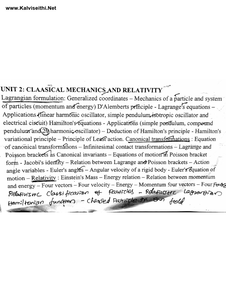 Kalviseithi - 'TRB PHYSICS CLASSICAL MECHANICS UNIT 2.pdf' | PDF