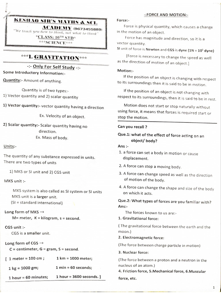 10 Class Science Part 1 Notes | PDF