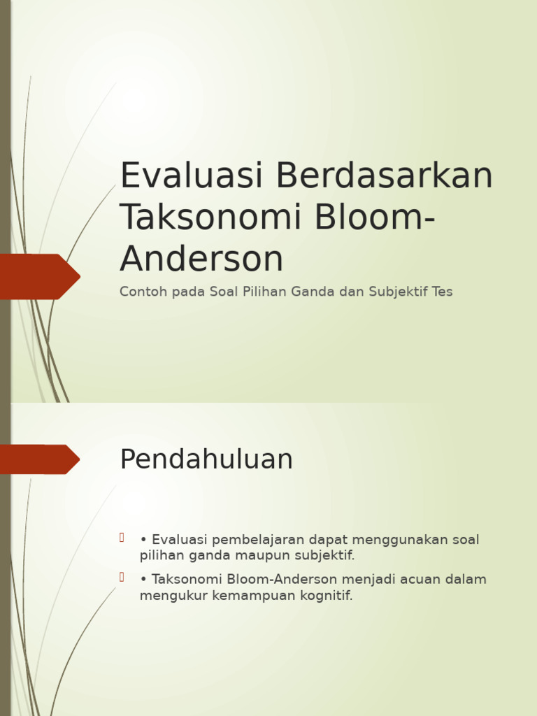 Evaluasi Bloom Anderson | PDF