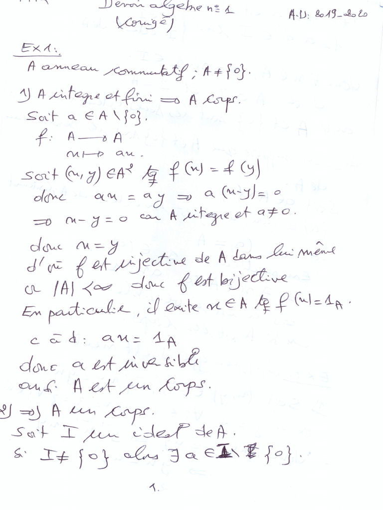 Algèbre.cor.Cont 2019 | PDF