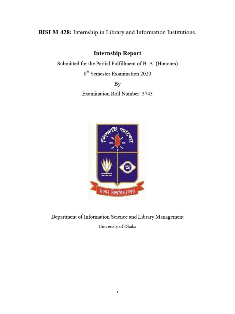 Internship Report: Dhaka University Library | PDF | Libraries | Books