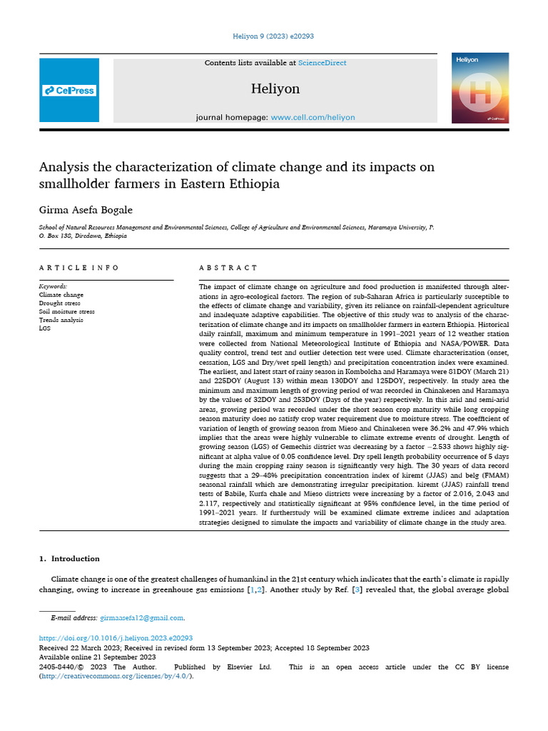 Climate Change Impact on Ethiopian Farmers | PDF | Drought | Earth Sciences