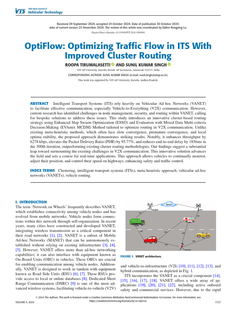 OptiFlow Optimizing Traffic Flow in ITS With Improved Cluster Routing ...
