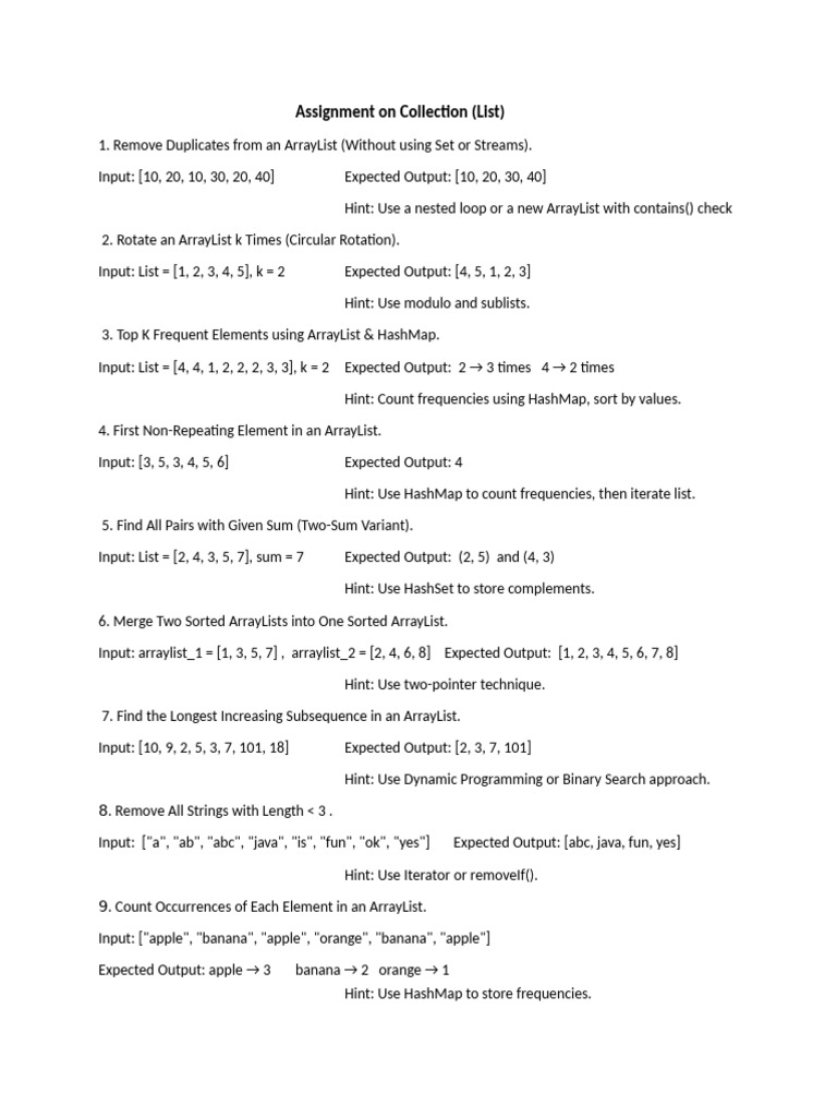 Assignment On Collection | PDF