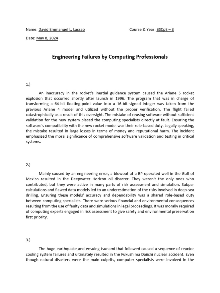Engineering Failures in Computing | PDF | Risk | Nuclear And Radiation ...