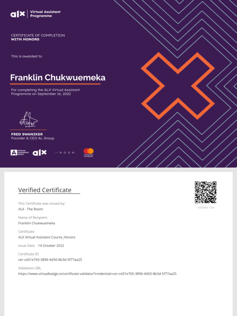 ALX Virtual Assistant Course Certificate | PDF