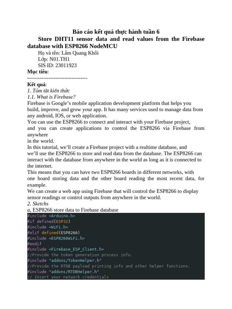 ESP8266 Firebase DHT11 Data Tutorial | PDF | Information Technology ...