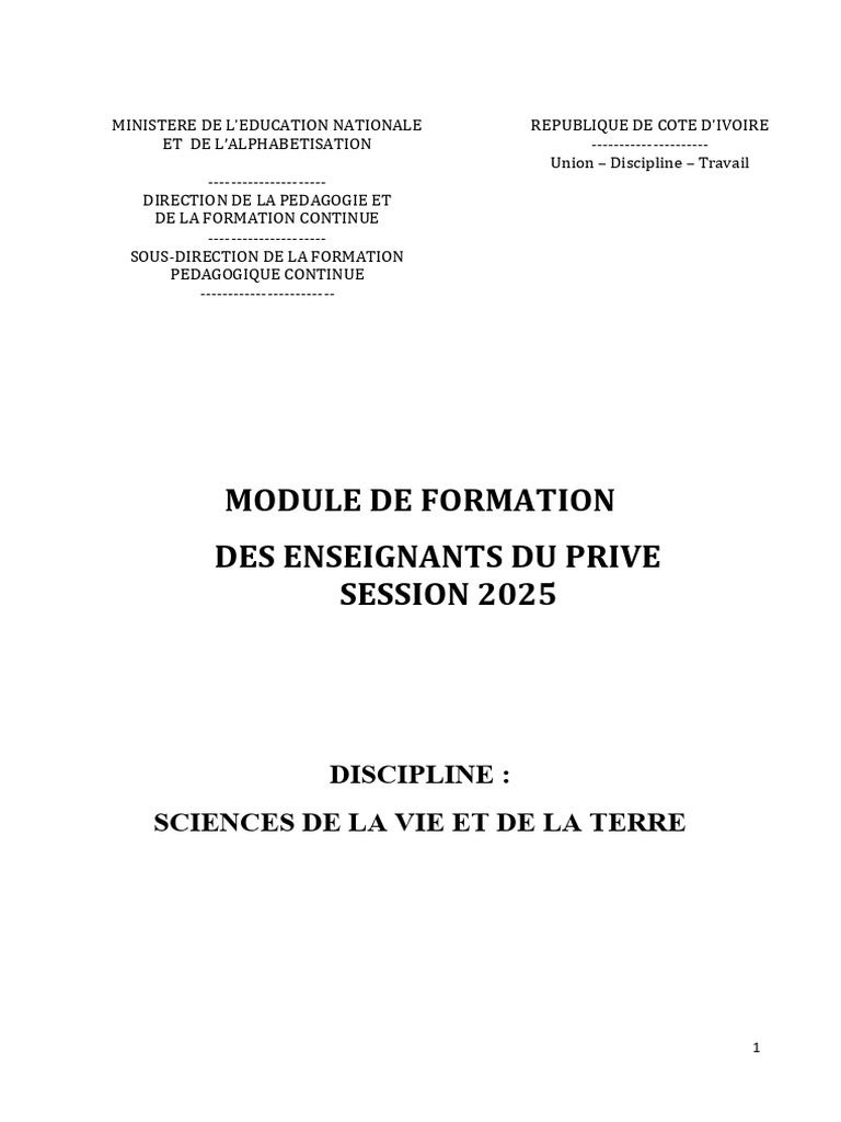 Modules de formation enseignants 2025 | PDF