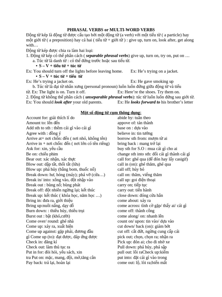 Phrasal Verbs or Multi Word Verbs | PDF