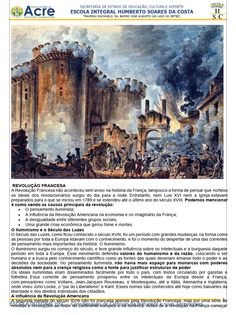 Causas e Impactos da Revolução Francesa | PDF | Iluminismo | Revolução ...