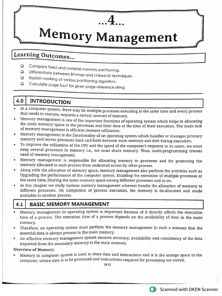 Unit 04 Memory Management | PDF