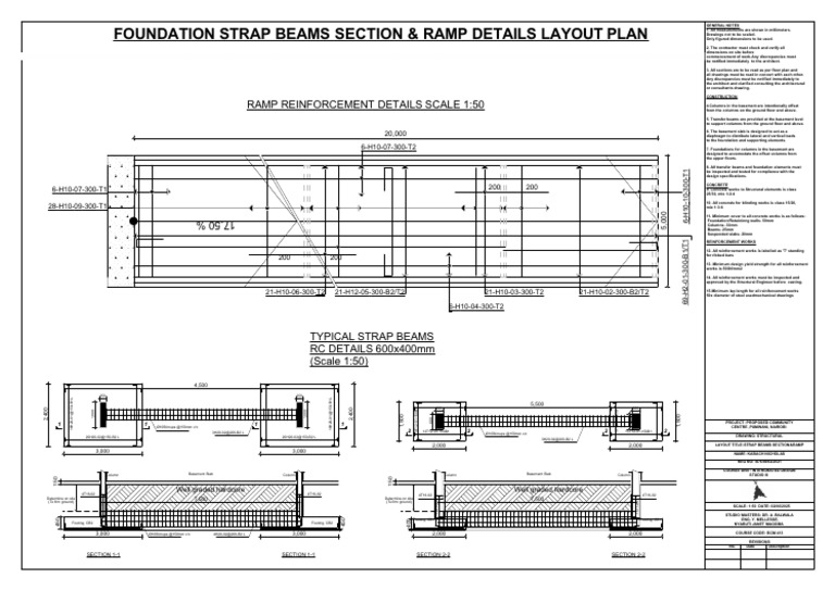 Strap Beam & Ramp Structural Details | PDF | Beam (Structure) | Column
