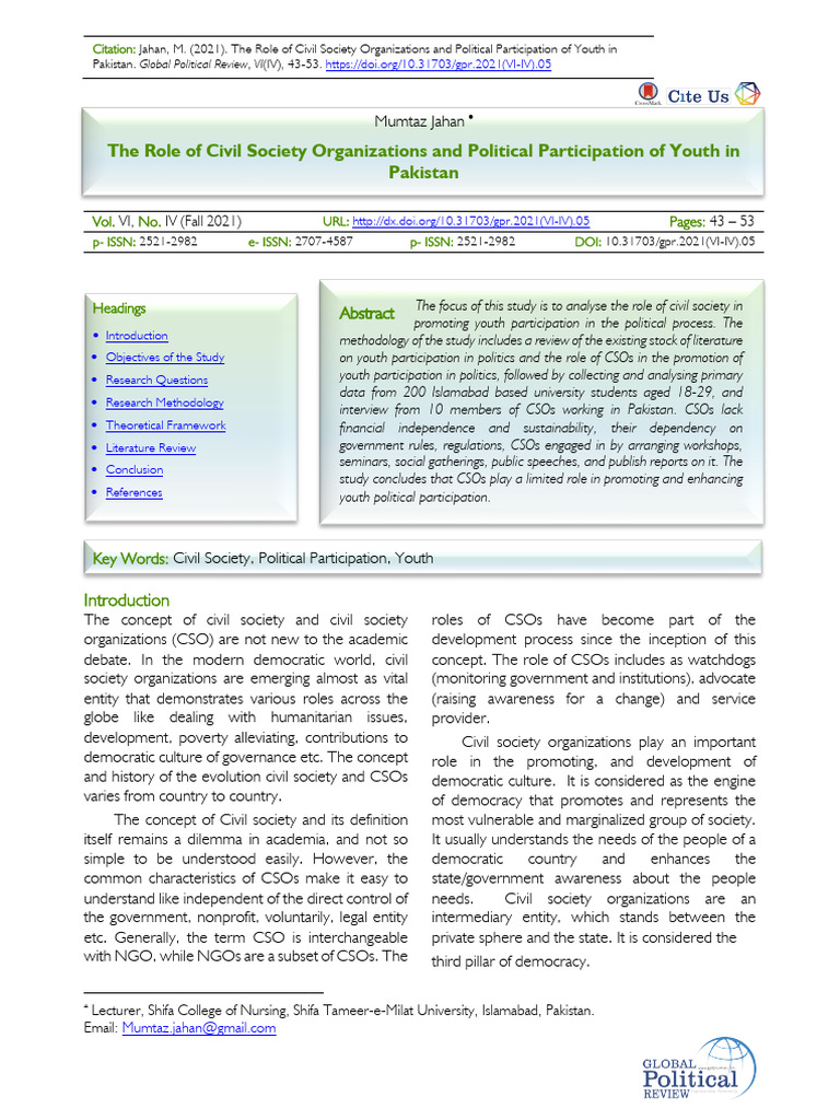 The Role of Civil Society | PDF | Civil Society | Non Governmental ...
