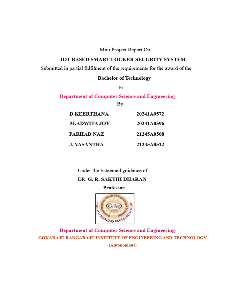 IoT Smart Locker Security System Report | PDF | Internet Of Things ...