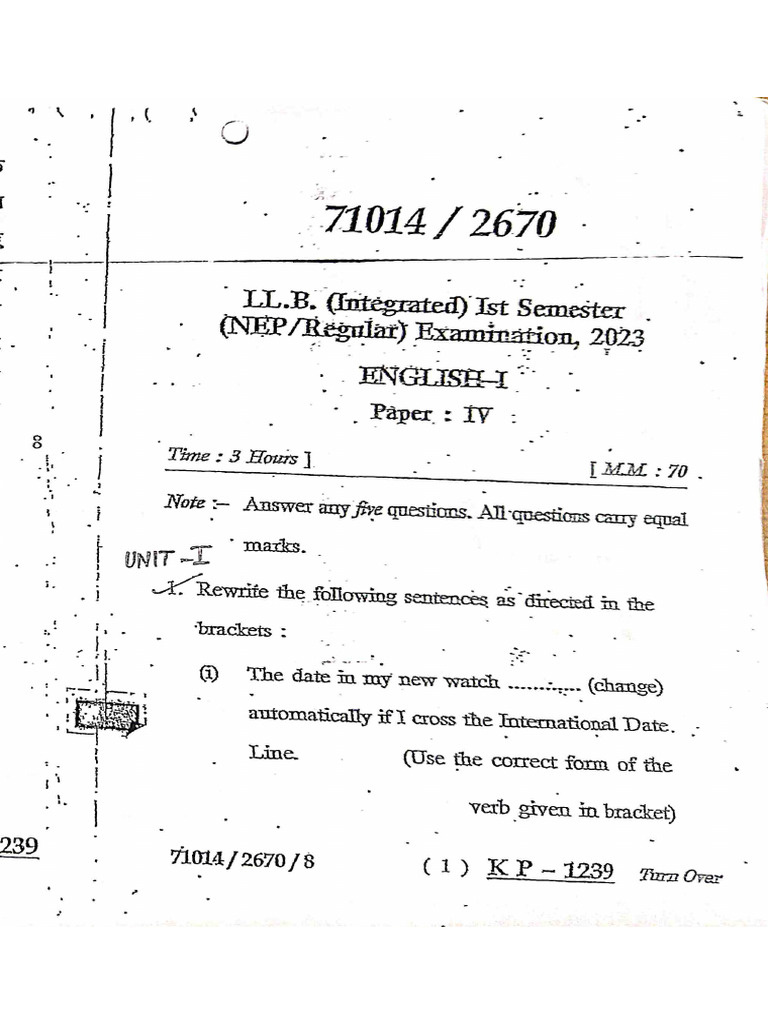 English Prev Yr Paper | PDF