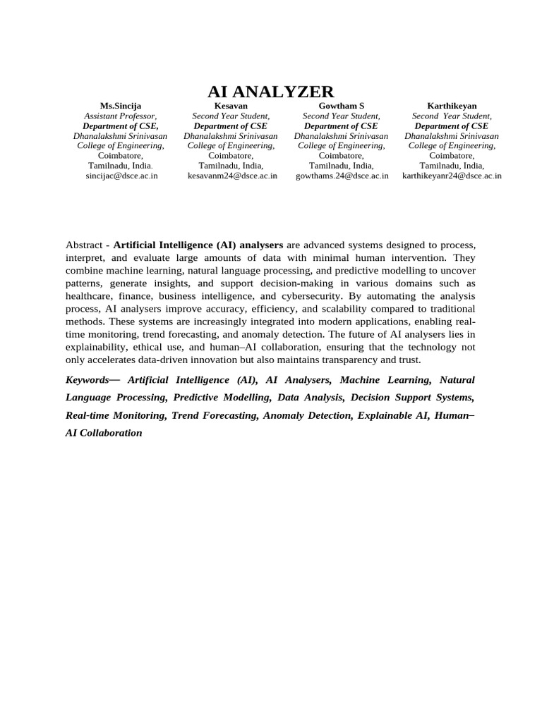 Ai Analyzer Abstract | PDF