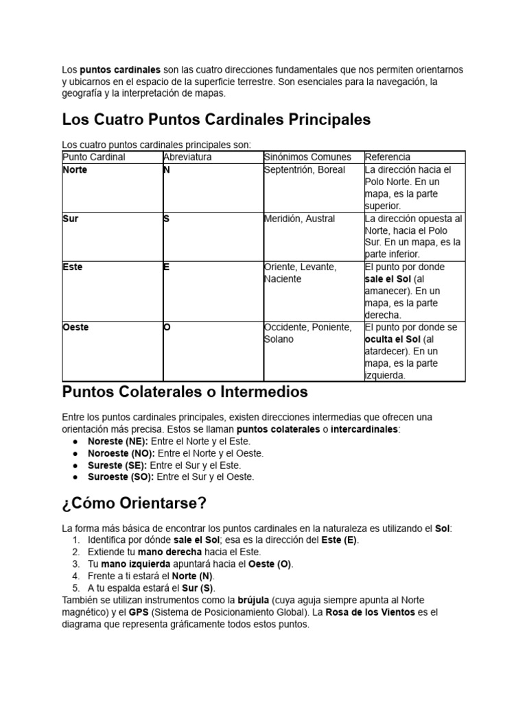 Abreviaturas y sinónimos de puntos cardinales | PDF | Navegación | Espacio