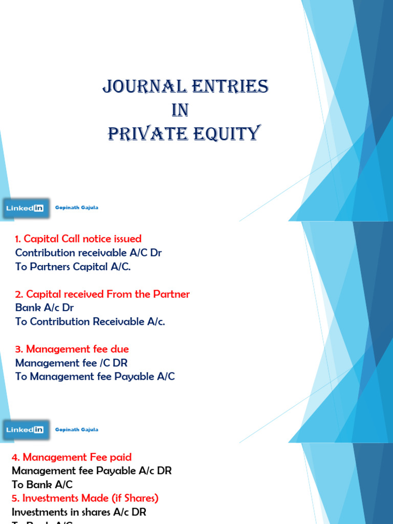 Private Equity Journal Entries Guide | PDF