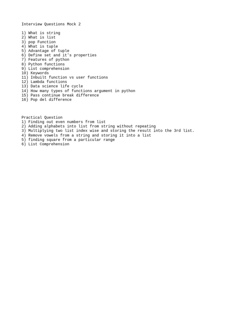 Python Interview Questions & Exercises | PDF