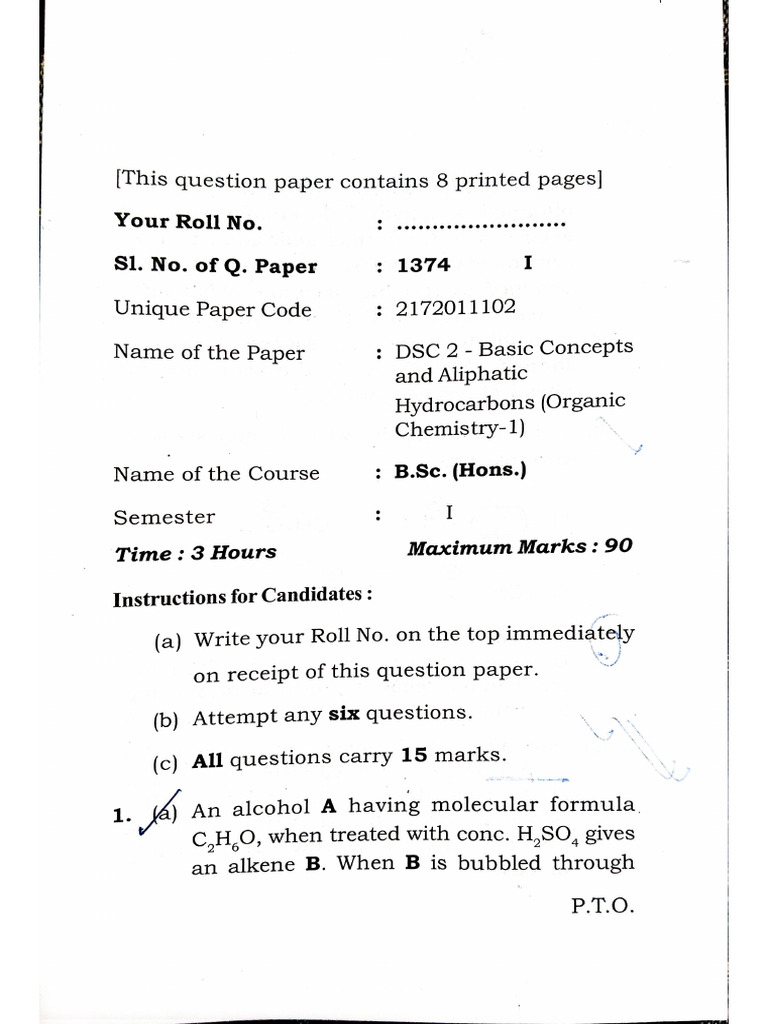 Organic 1st Sem 24 | PDF