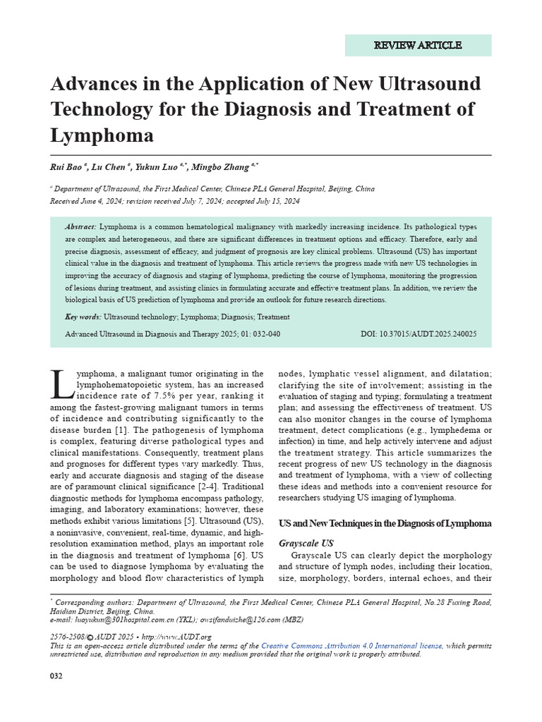 Advances in The Application of New Ultrasound Technology For The ...