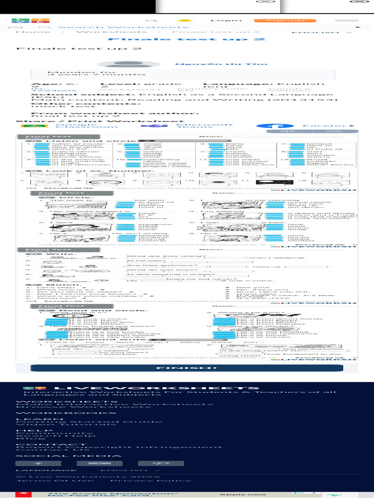 Finale Test Up 2 Free Interactive Worksheets 1624005 4 | PDF