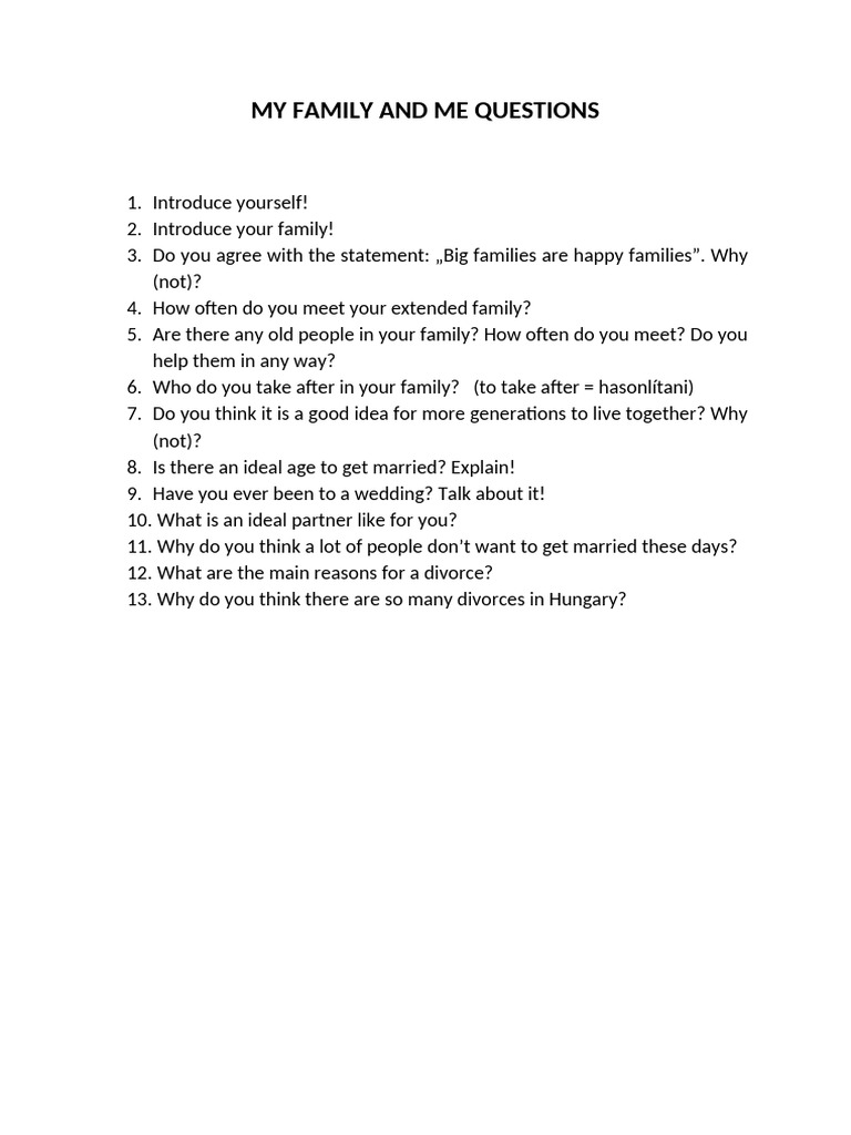 Family Discussion Questions Guide | PDF