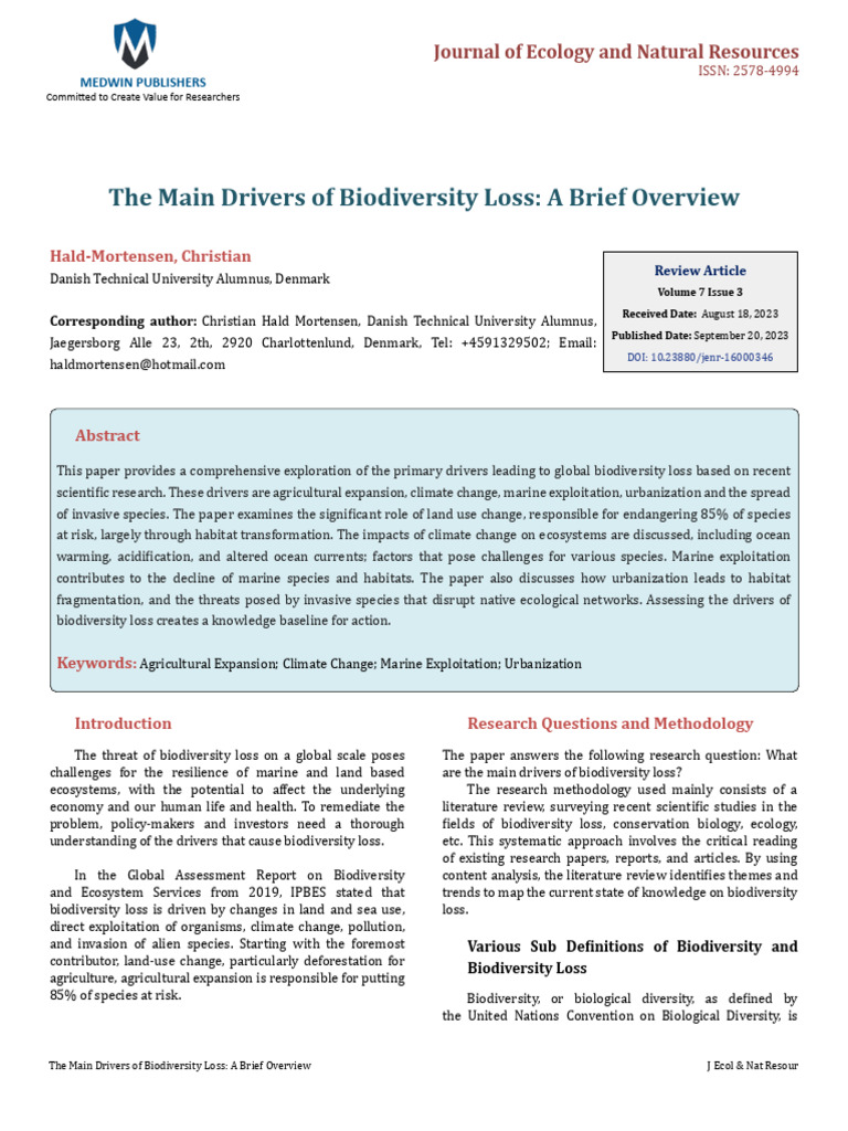 Drivers of Global Biodiversity Loss | PDF | Biodiversity | Invasive Species