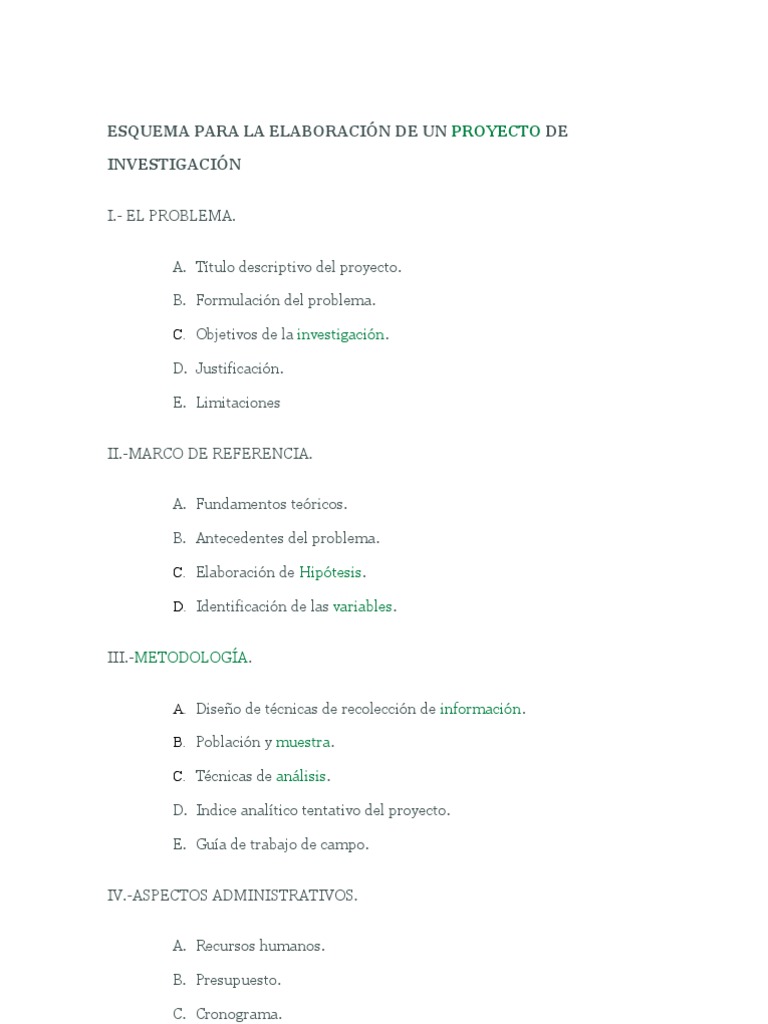 Esquema para La Elaboración de Un Proyecto de Investigación | PDF ...
