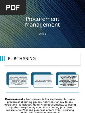 Procurement Management Essentials Guide | PDF | Procurement