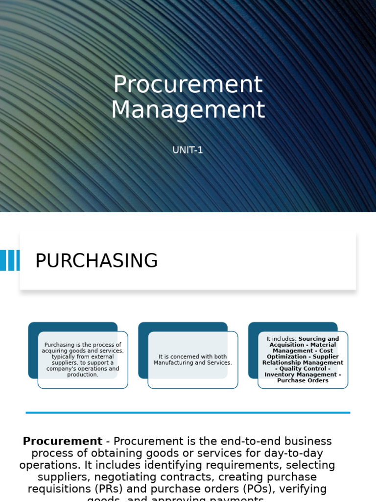 Procurement Management | PDF | Procurement | Supply Chain Management