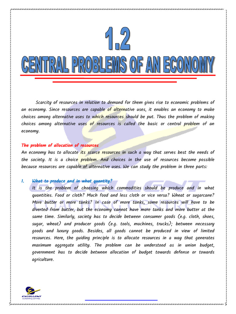 1.2 Central Problems of An Economy | PDF | Market (Economics) | Market ...