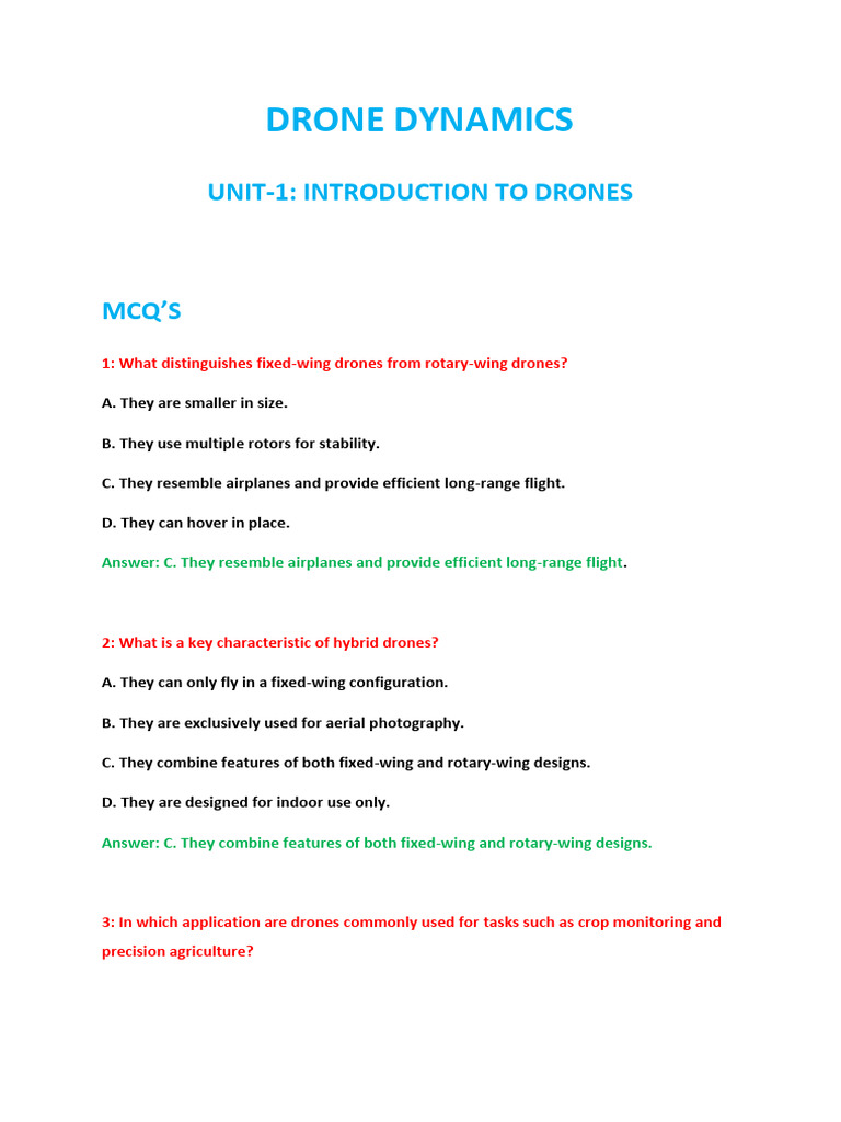 Introduction to Drone Dynamics and Applications | PDF | Unmanned Aerial ...